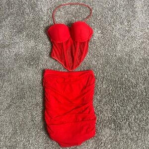 Red Bustier and Skirt Set